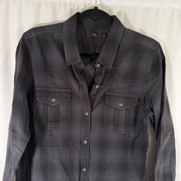 Obey Plaid Dress Women's Medium Black Plaid Button Up Long Sleeve 100% Cotton - Picture 2 of 10